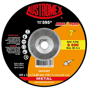 DISCO ABRASIVO DE 180 X 3.2 X 15.88 11 MM CON ADAPTADOR, PARA CORTE DE METAL