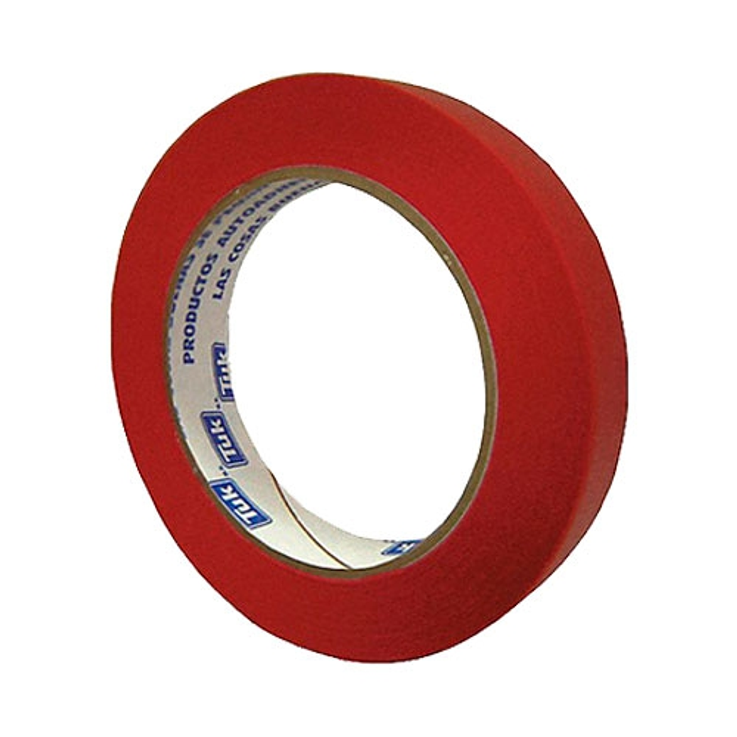 CINTA DE  MASKING TAPE 24 MM X 50 MTS COLOR ROJO MCA TUK TIPO 105 1