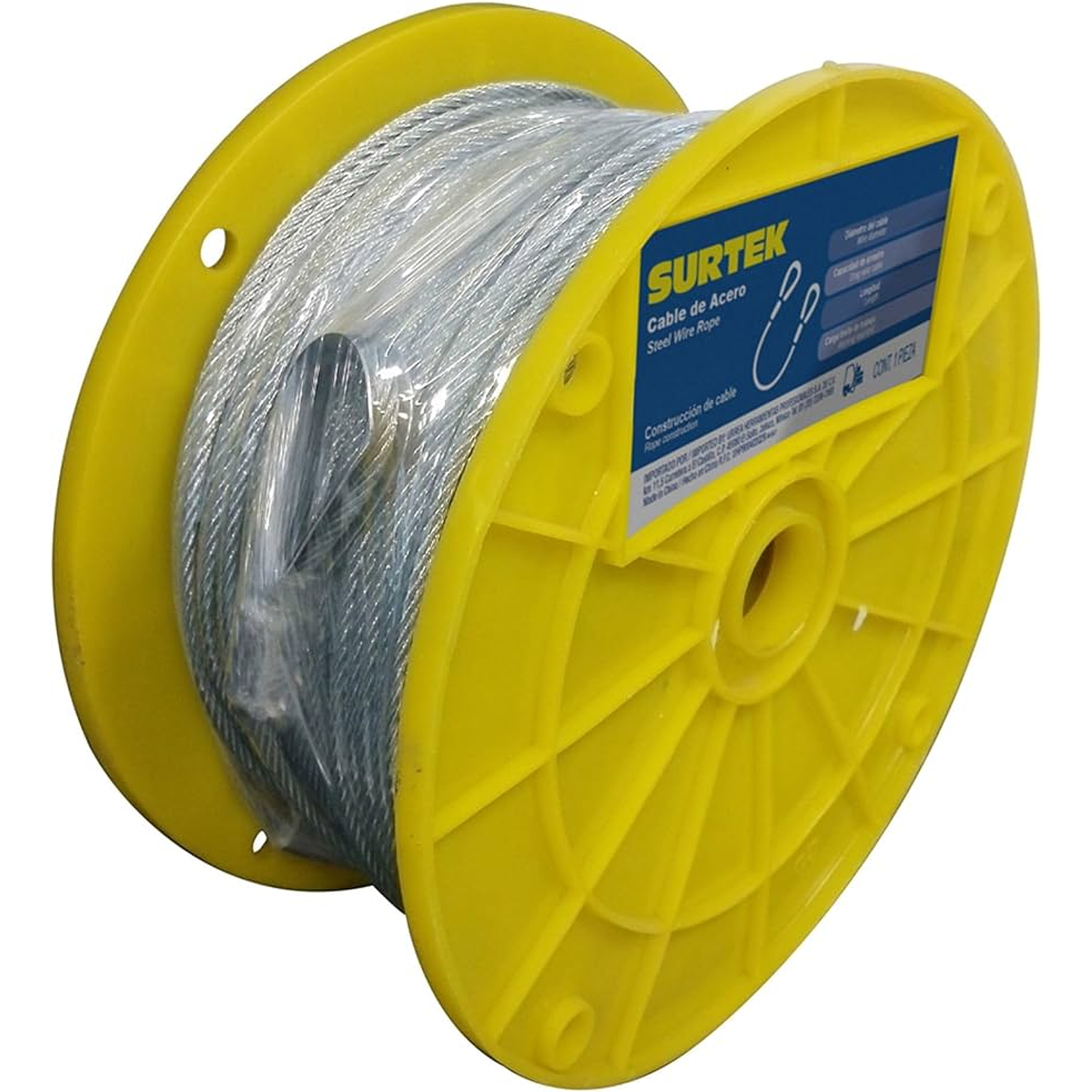 Cable de acero con guardacabo recubrimiento PVC 3/16