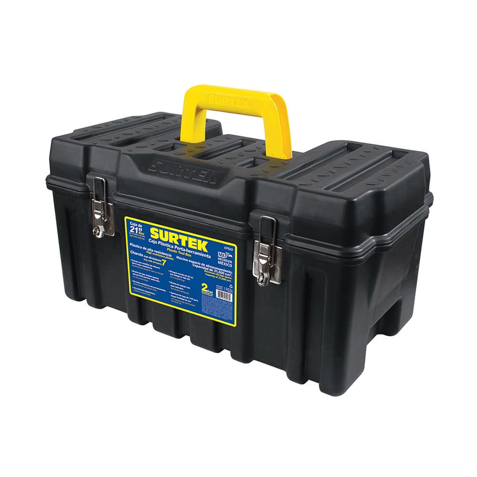 Caja portaherramientas plástica con broches metálicos 21