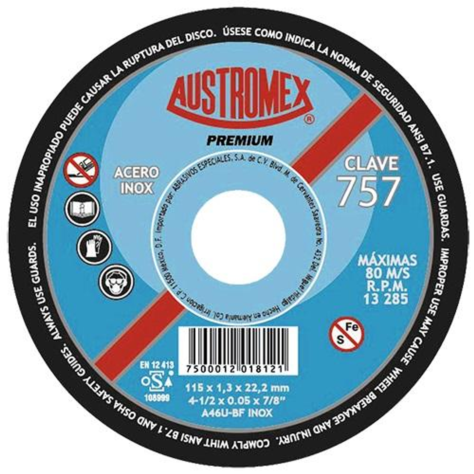 DISCO ABRASIVO CORTE 4 1/2 X 0.05 X 7/8 1