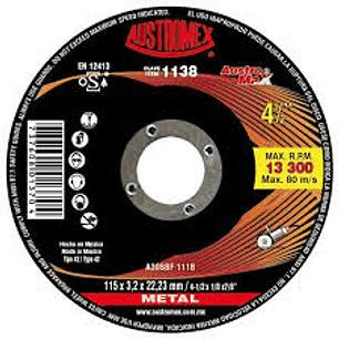 DISCO ABRASIVO CORTE 41/2X1/8X7/ 8 MODELO 1138