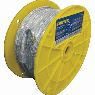 Cable de acero con guardacabo recubrimiento PVC negro 1/4