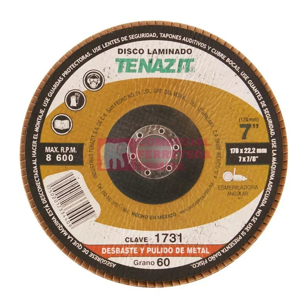 DISCO ABRASIVO LAMINADO 7 X 7/8 A60 1