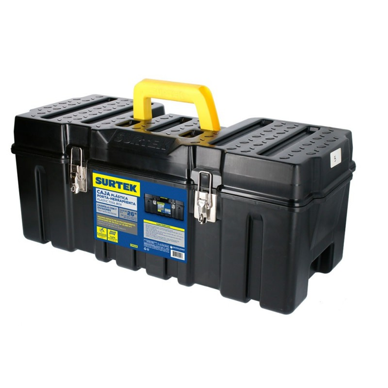 Caja portaherramientas plástica con broches metálicos 26