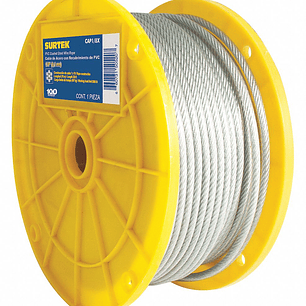 Cable de acero con guardacabo recubrimiento PVC negro 1/8