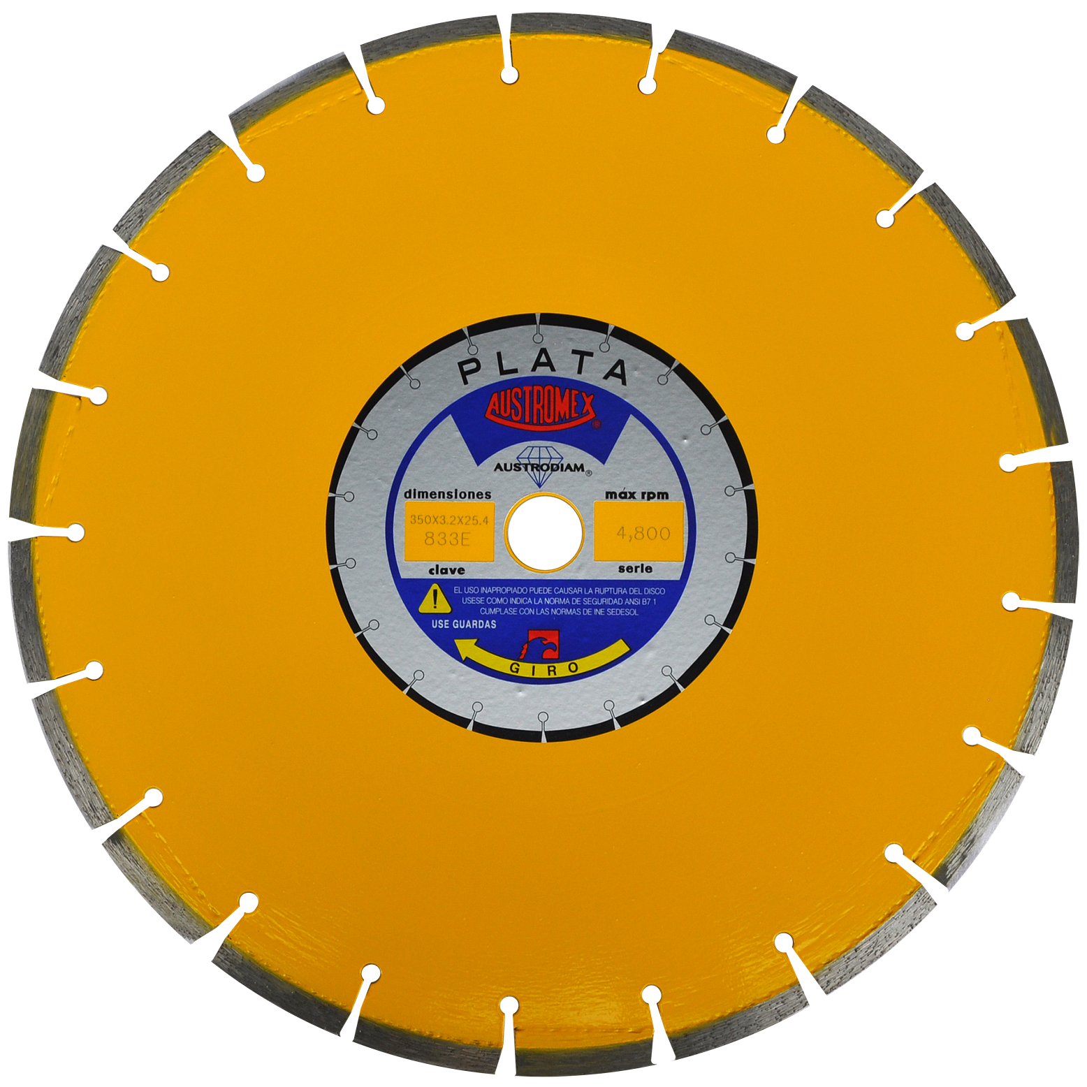 DISCO DE DIAMANTE DE 350 X 3.2 X 25.4 MM PARA CORTE DE ASFALTO Y CONCRETO VERDE 1