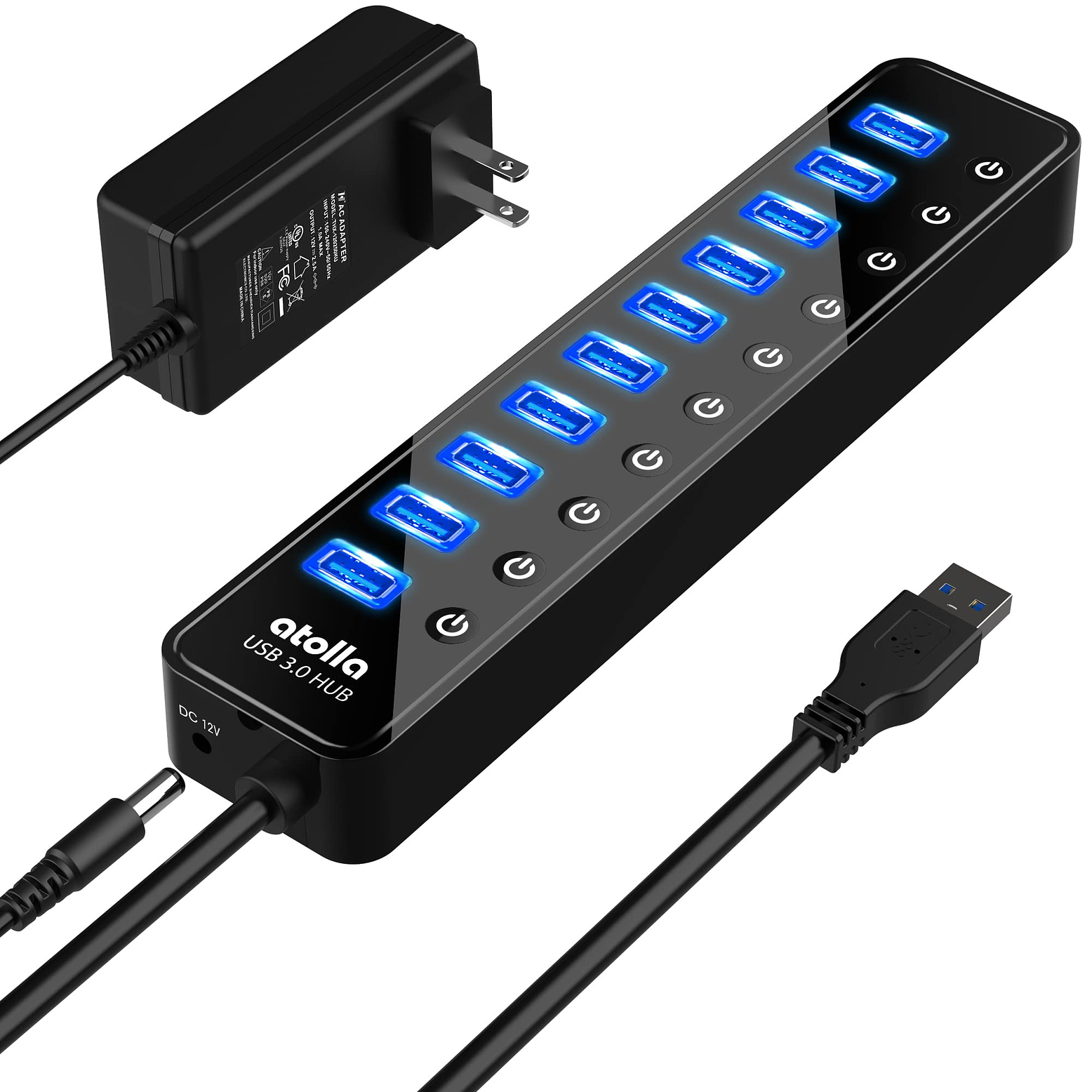 ADAPTADOR DE EXTENSION USB A 10 PUERTOS USB CON INTERRUPTORES 1