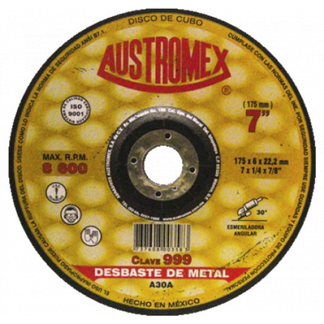 DISCO ABRASIVO DESBASTE 7X1/4X7/8 1