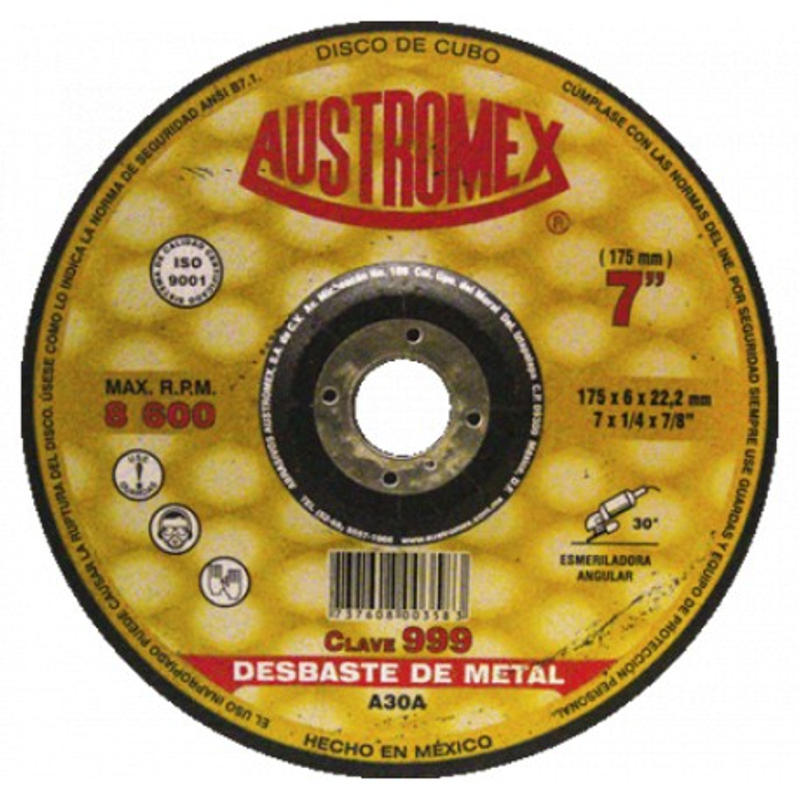 DISCO ABRASIVO DESBASTE 7X1/4X7/8 1