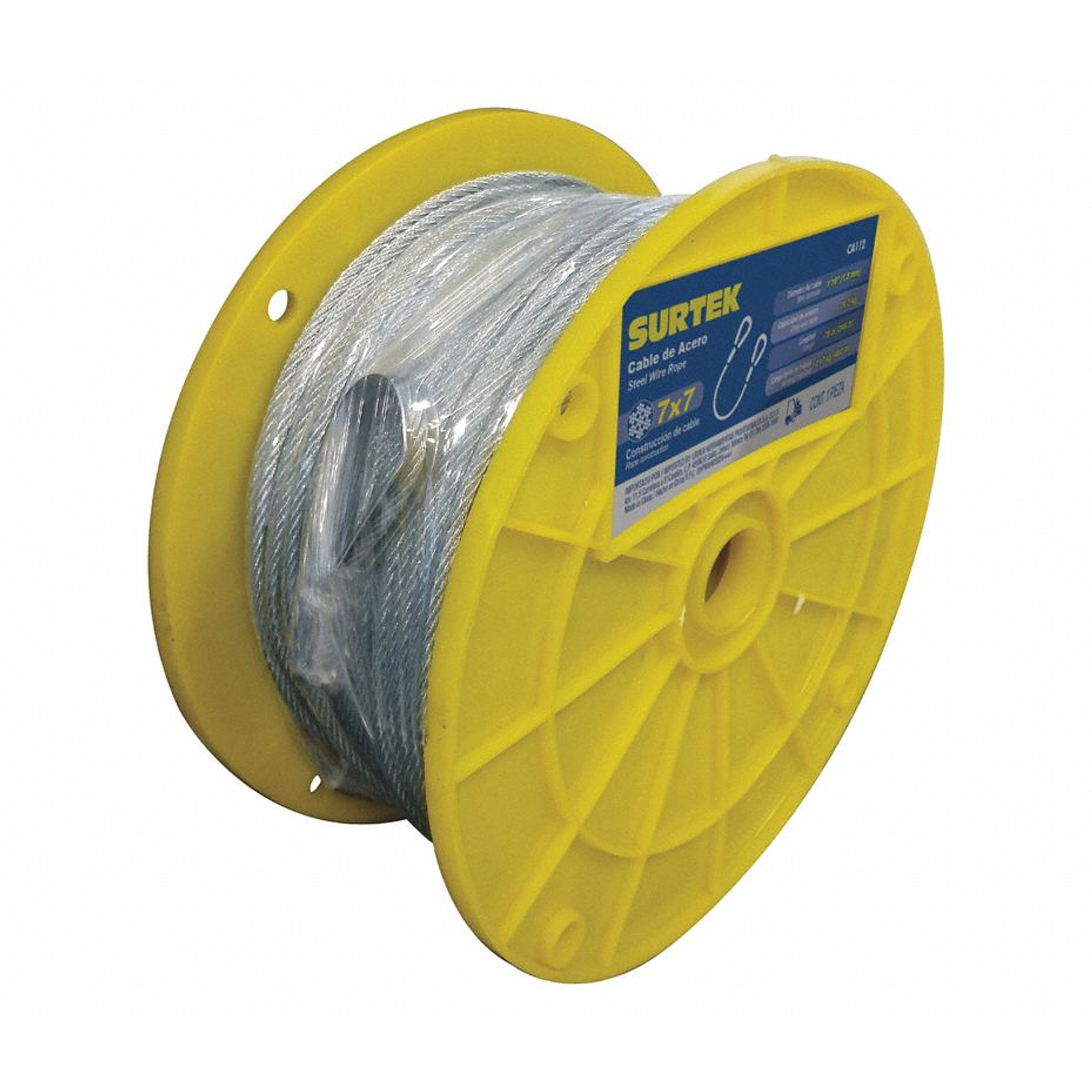 Cable de acero con guardacabo recubrimiento PVC negro 3/16