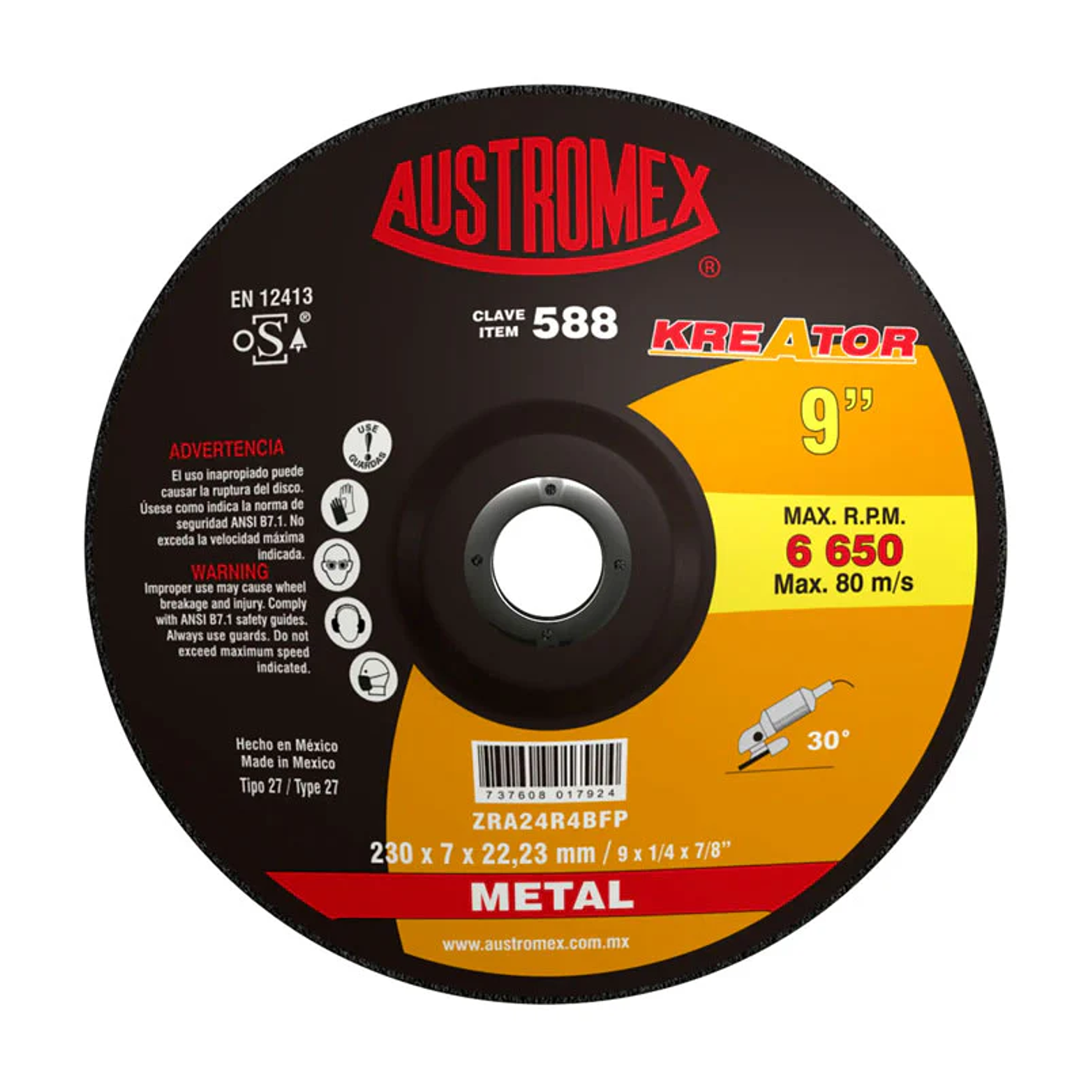 DISCO ABRASIVO DESBASTE 9 X 1/4 X 7/8 1