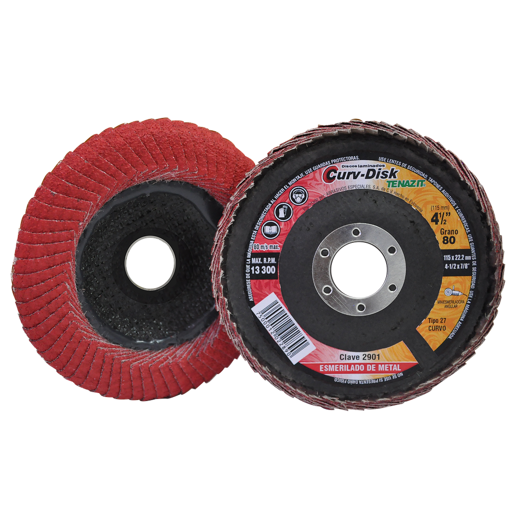 DISCO ABRASIVO LAMINADO CURVO 4 1/2 X 7/8 G 80 1