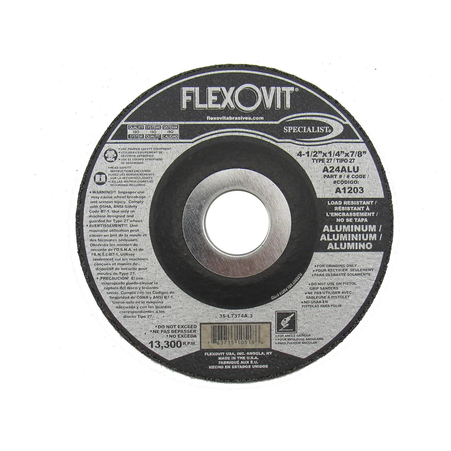 DISCO ABRASIVO DESBASTE ALUMINIO 4 1/2