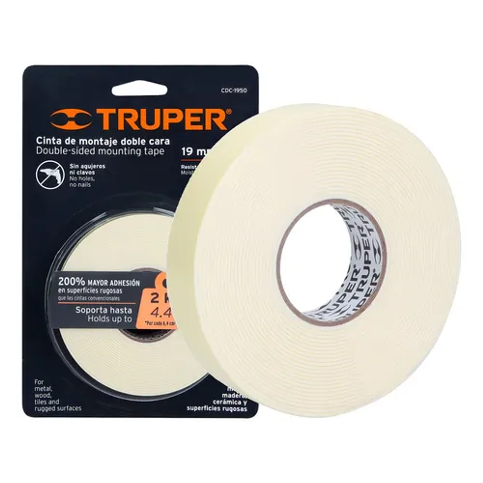 CINTA DOBLE CARA DE 19 MM X 5 M, TRUPER 1