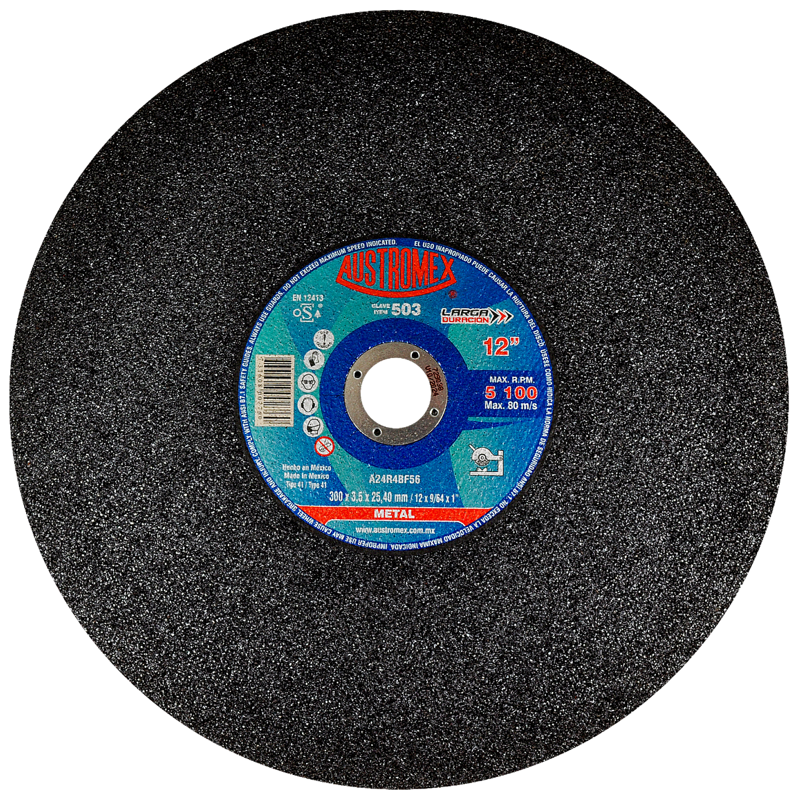 DISCO ABRASIVO DE 300 X 3.5 X 25.40 MM PARA CORTE DE TODO TIPO DE ACERO, HIERRO Y VARILLA 1