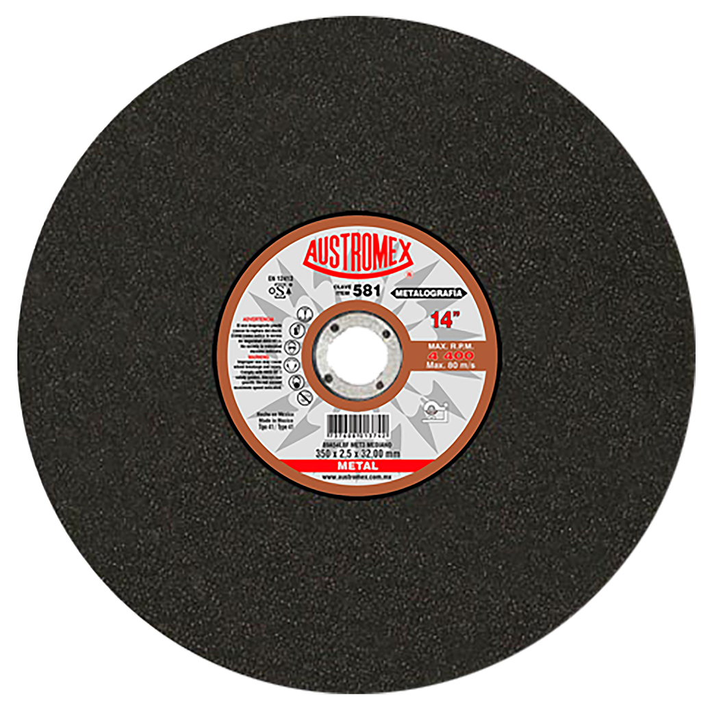 DISCO ABRASIVO DE 350 X 2.5 X 32.00 MM PARA CORTE DE PRUEBAS METALOGRÁFICAS 1