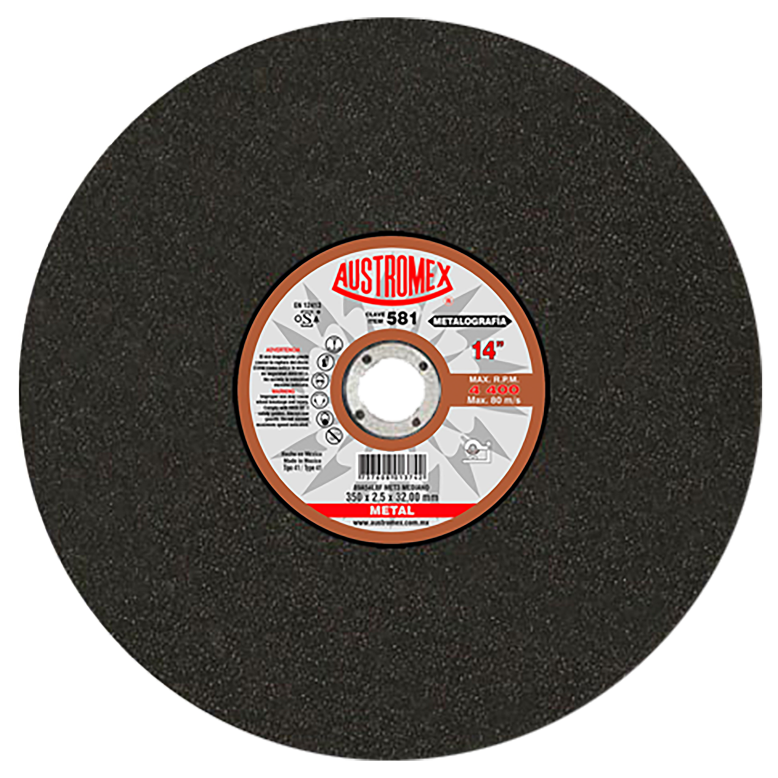 DISCO ABRASIVO DE 350 X 2.5 X 32.00 MM PARA CORTE DE PRUEBAS METALOGRÁFICAS 1