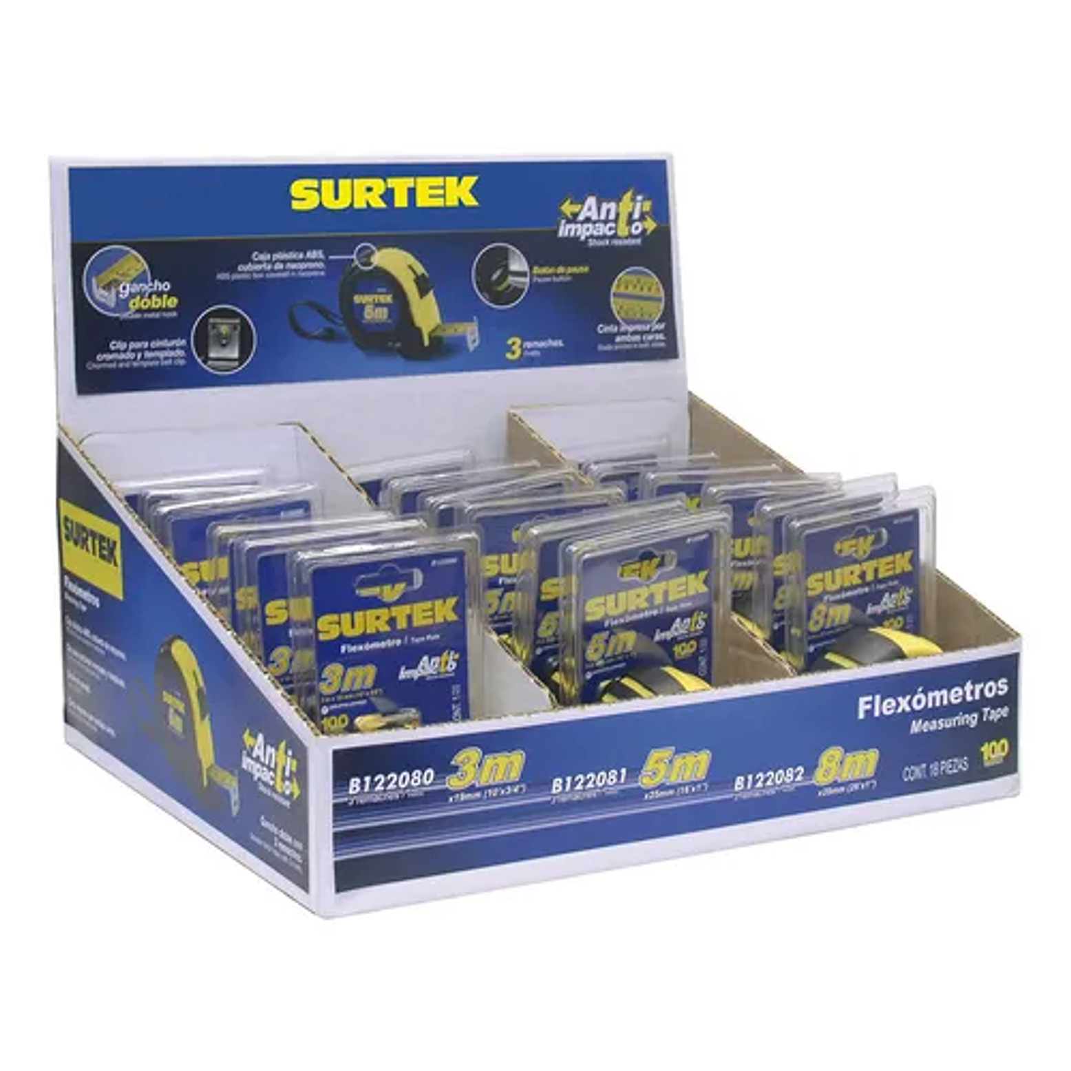 Caja despachadora con flexómetros anti impacto, 18 piezas 1