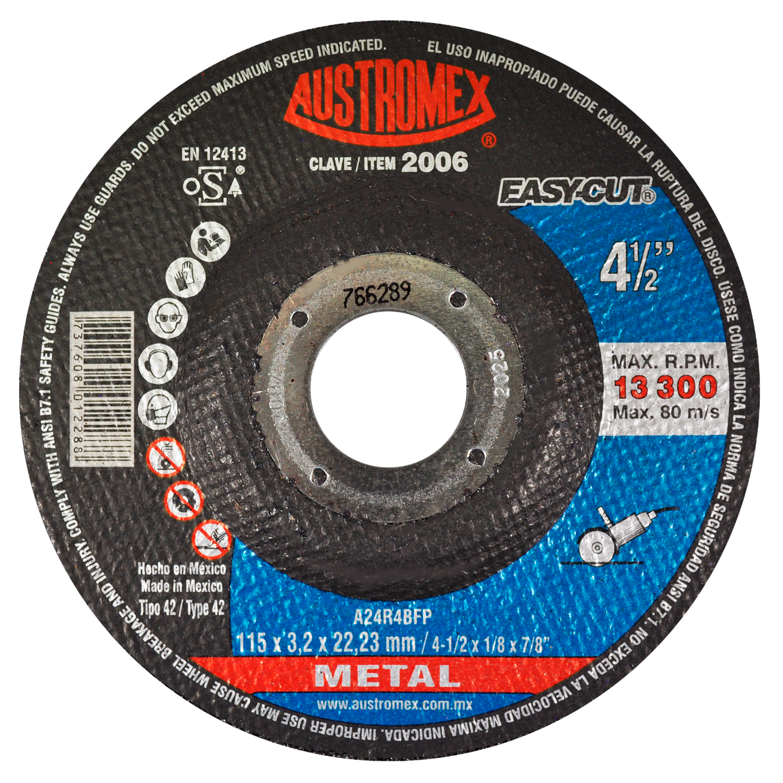 DISCO ABRASIVO CORTE DE METAL 115 X 3.2 X 22.23 1