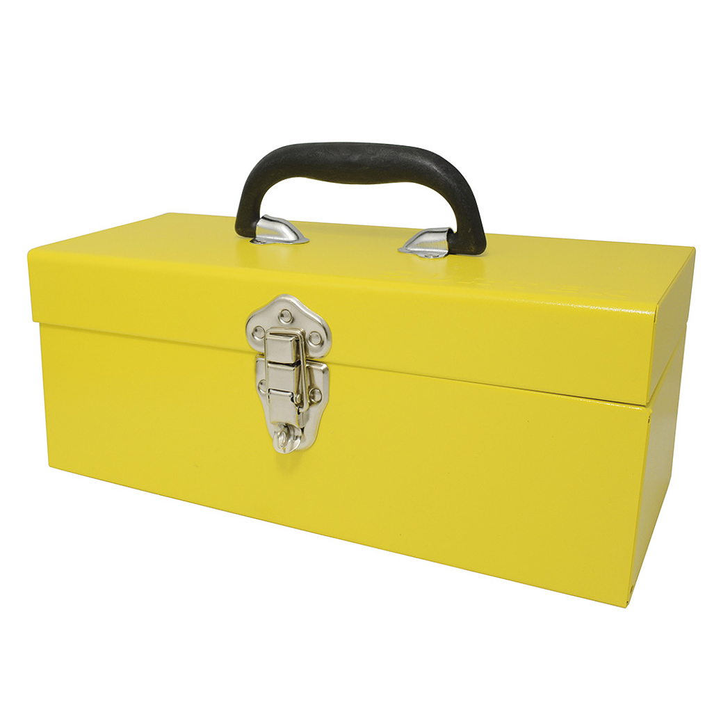 Caja portaherramientas metálica color amarillo 14