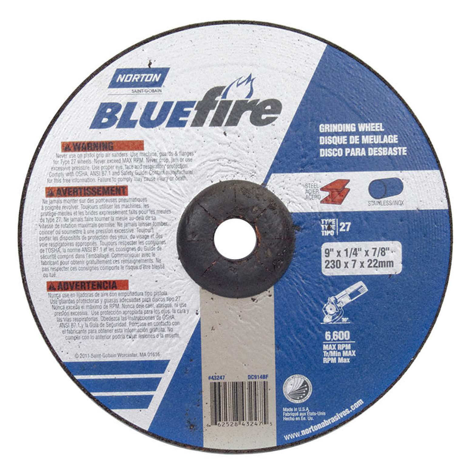 DISCO ABRASIVO DESBASTE MAXI 9 X 1/4 X 7/8 (10057337) 1