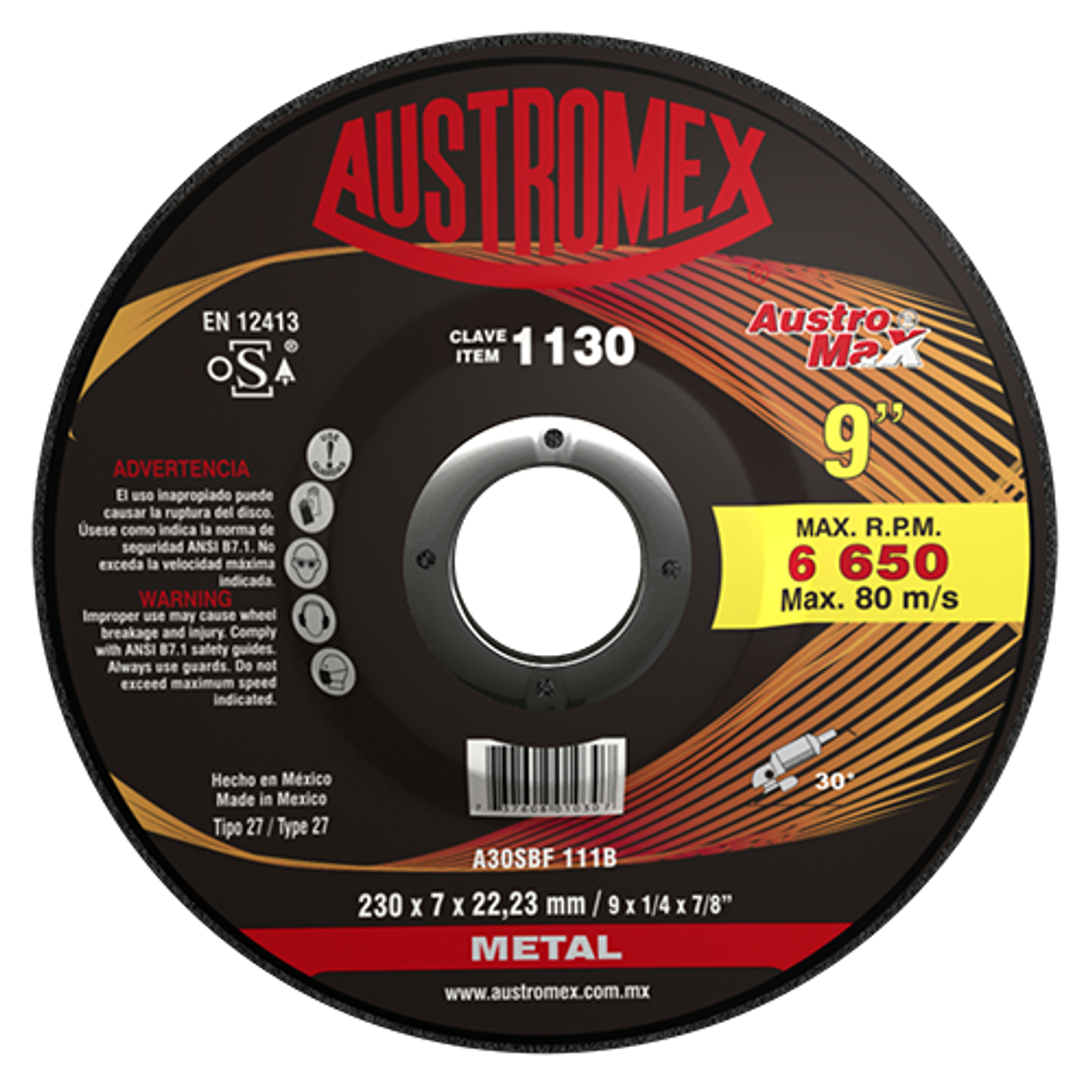 DISCO ABRASIVO DE DEBASTE 9X1/4X7/8 1