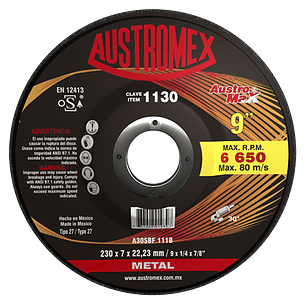 DISCO ABRASIVO DE DEBASTE 9X1/4X7/8