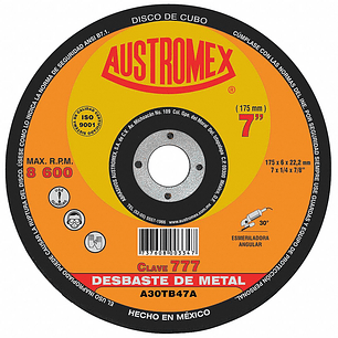 DISCO ABRASIVO DESBASTE METAL. 7X1/4X5/8 11 A30TB47