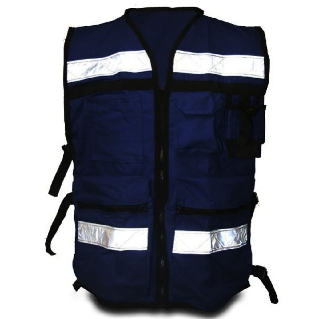 CHALECO BRIGADISTA O SUPERVISOR AZUL REY BORDADO CON LOGO + SERIGRAFIA 1 TINTA REVERSO 1