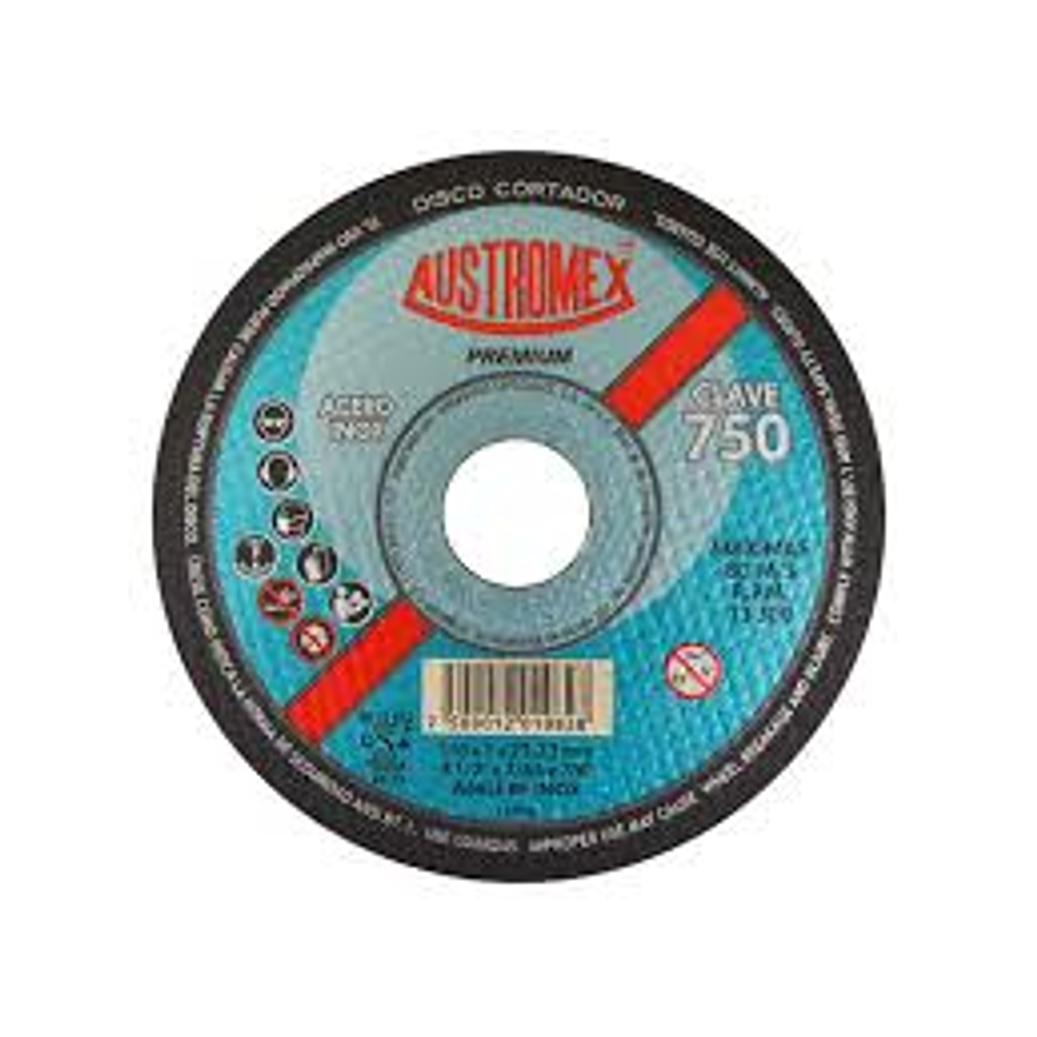 DISCO ABRASIVO PARA CORTE DE ACERO INOXIDABLE DE 115 X 1.0 X 22.23 MM 1