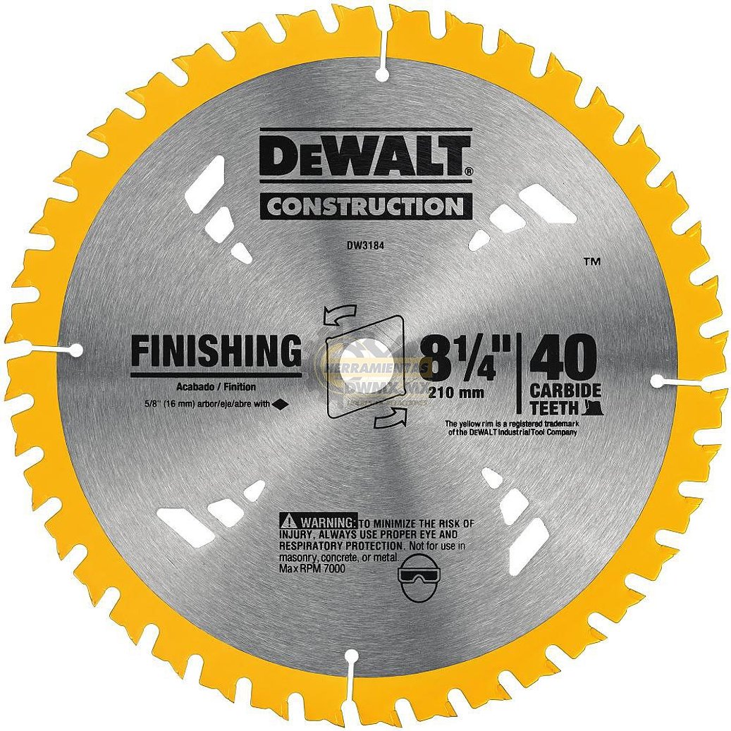 DISCO DEWALT 8 PULGADAS  1/4 40 DIENTES 1
