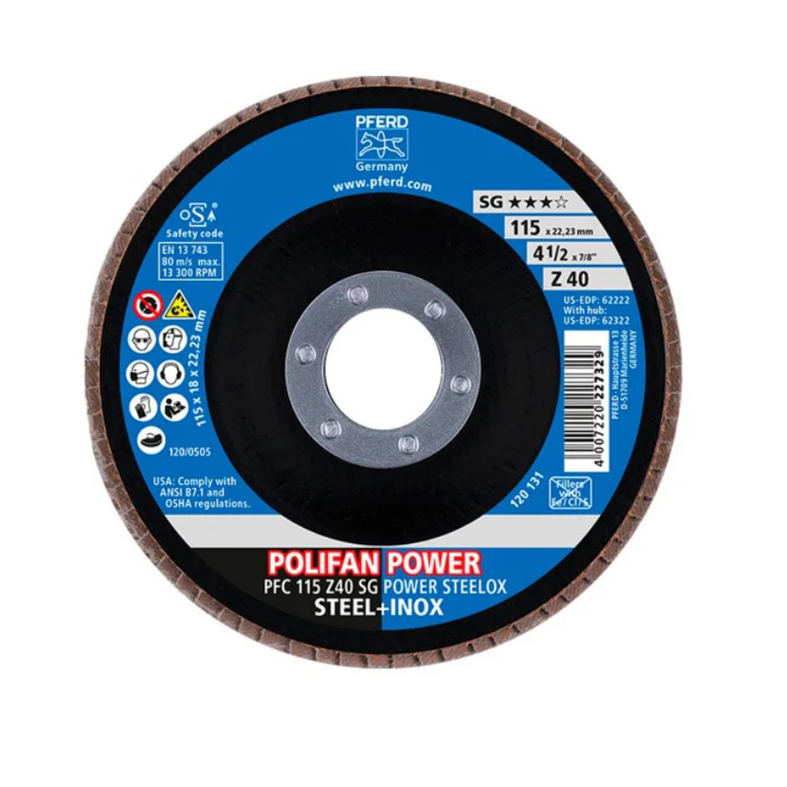 DISCO LAMINADO 115 X 22.2 PFC Z 040 POLIFAN 167922 PFERD 1