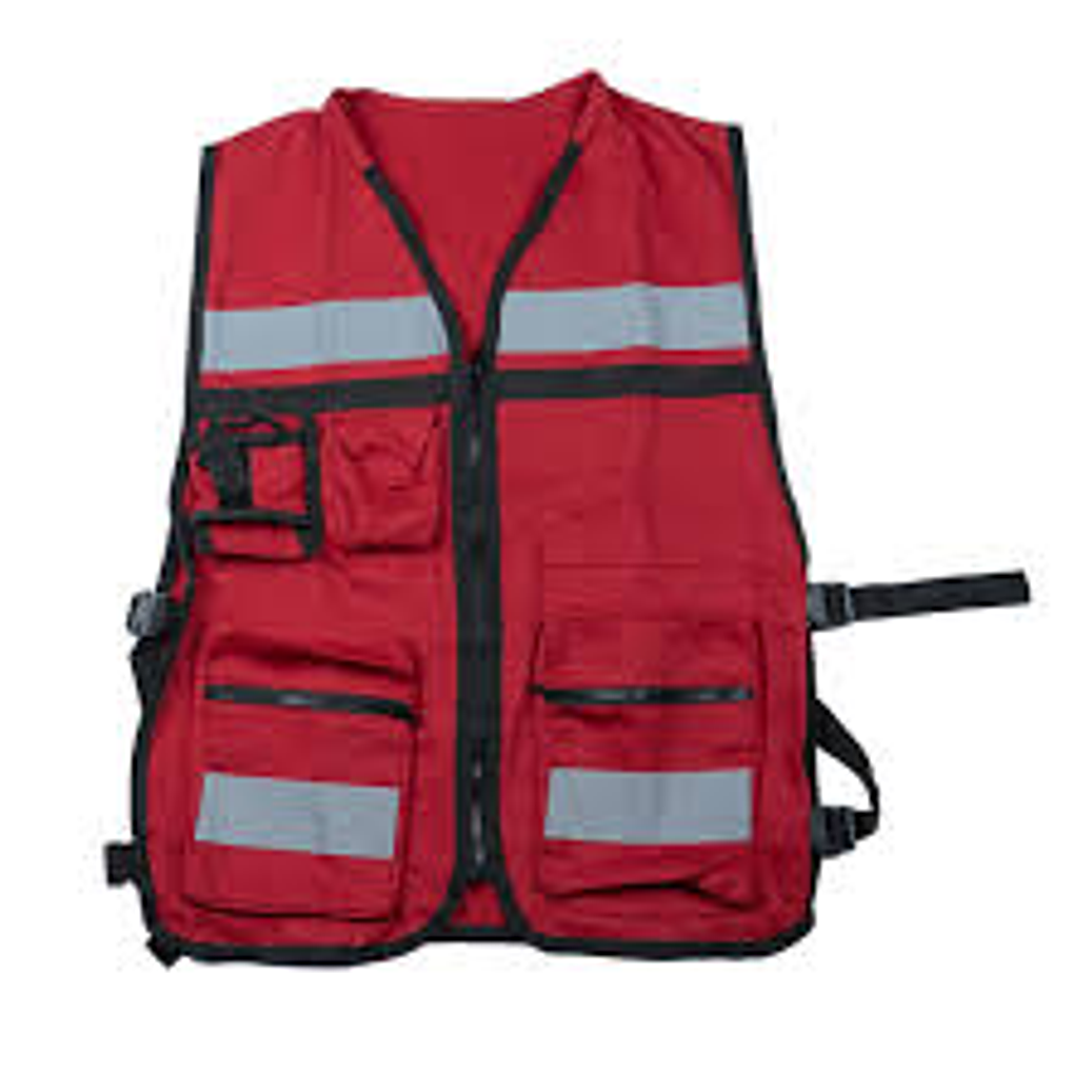 CHALECO BRIGADISTA O SUPERVISOR ROJO BORDADO CON LOGO + SERIGRAFIA 1 TINTA REVERSO 1