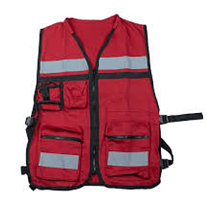 CHALECO BRIGADISTA O SUPERVISOR ROJO BORDADO CON LOGO + SERIGRAFIA 1 TINTA REVERSO