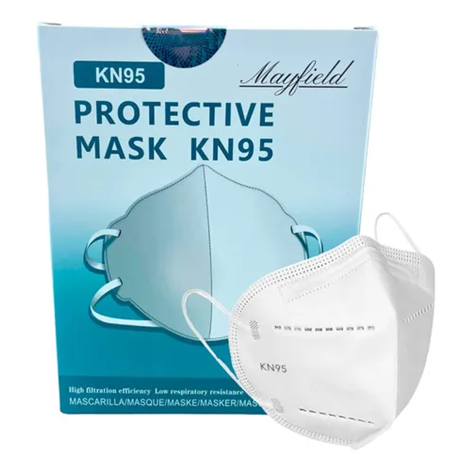 CUBREBOCA KN95 BLANCO DISPENSER C/10 PZS MCA MAYFIELD 1