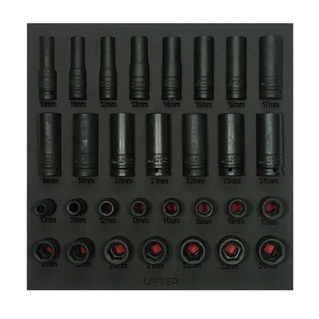 Juego de dados de impacto cortos y largos métricos cuadro de 1/2