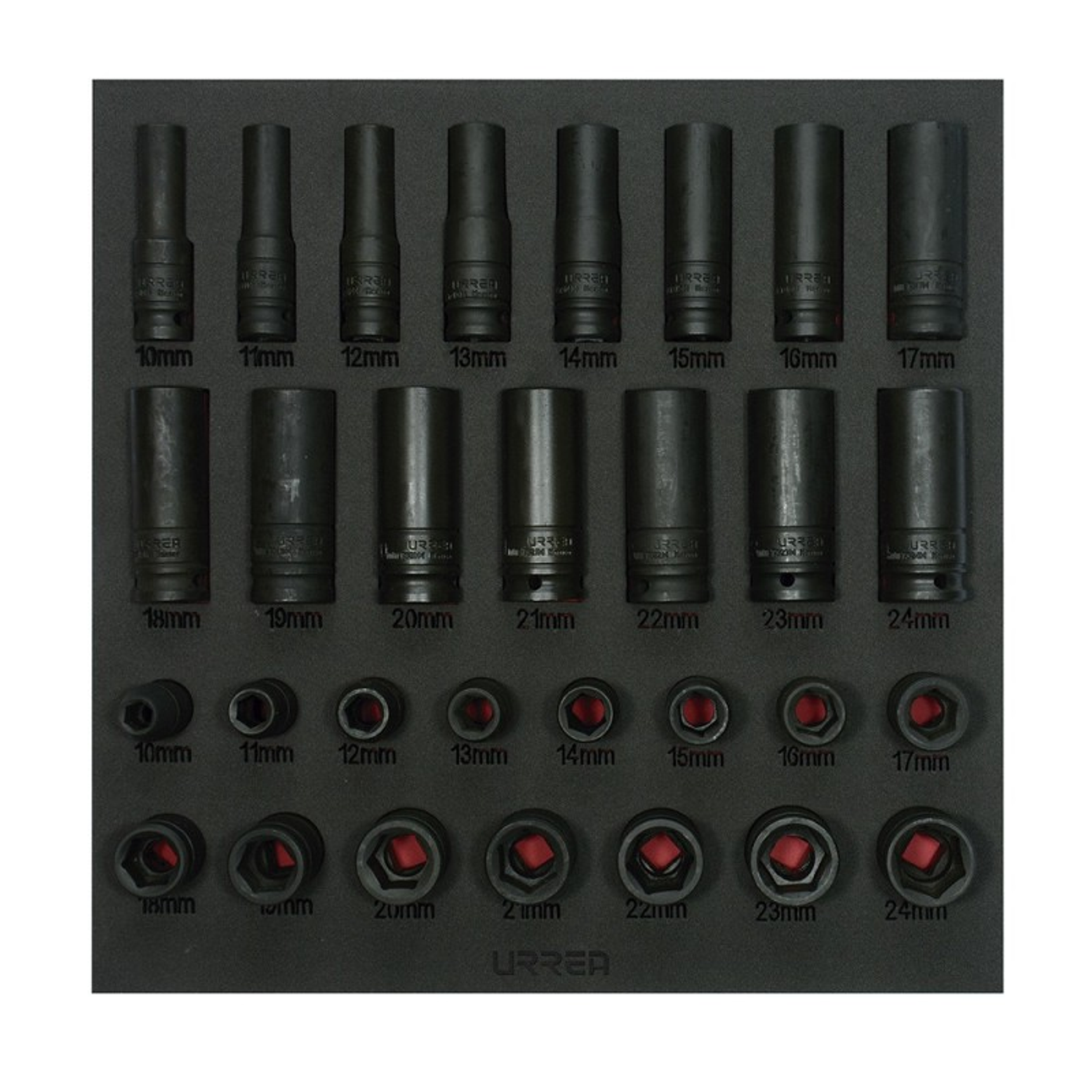 Juego de dados de impacto cortos y largos métricos cuadro de 1/2