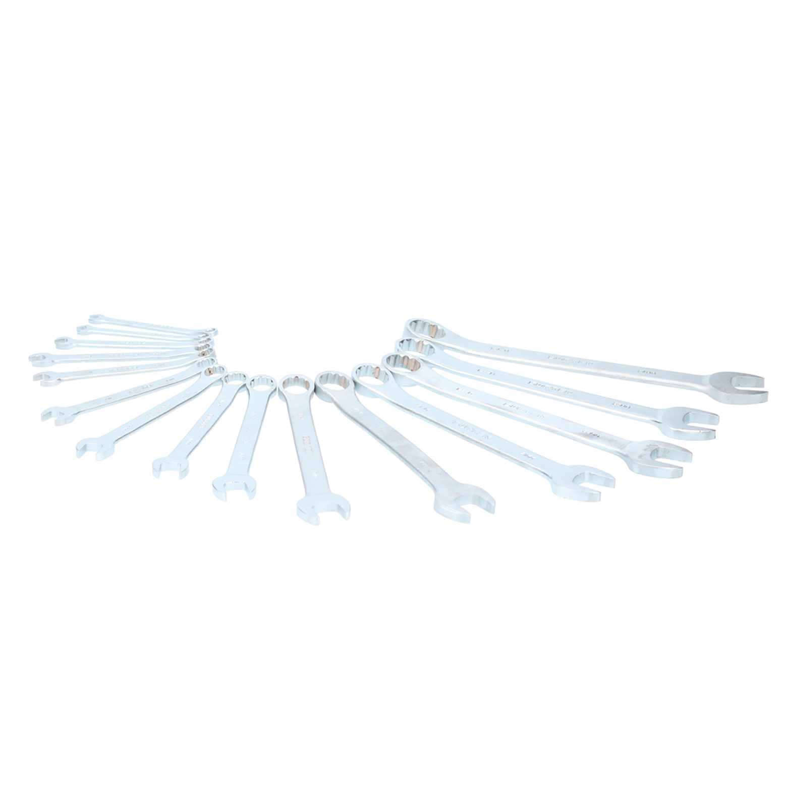 Juego de llaves combinadas satinadas métricas, 12 puntas, 15 piezas en rack 1