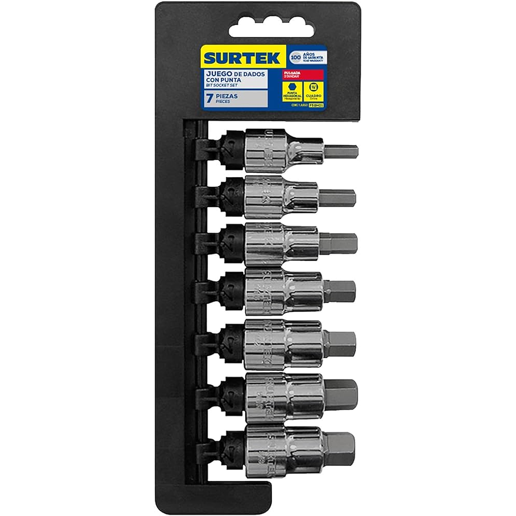 Juego de dados con punta hexagonal cuadro de 1/2