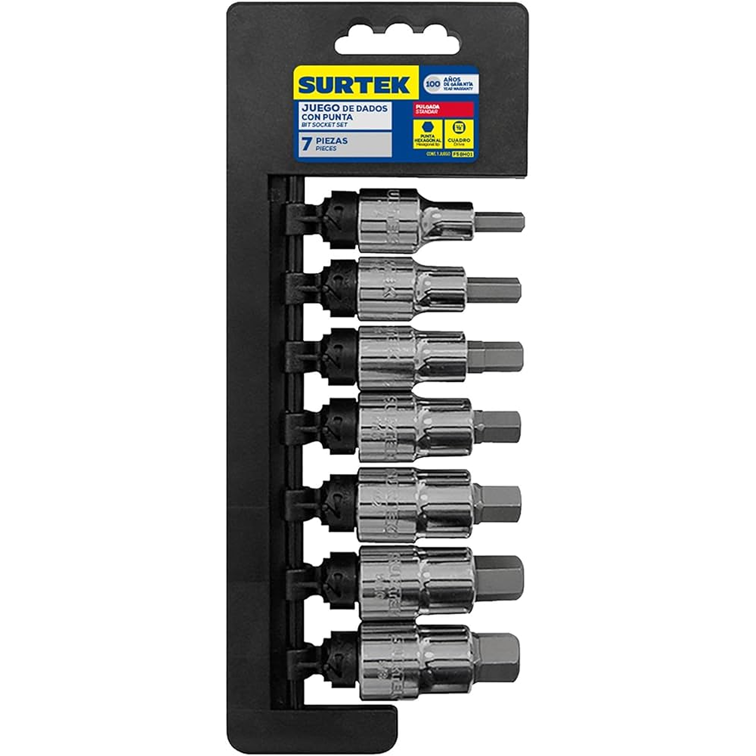 Juego de dados con punta hexagonal cuadro de 1/2