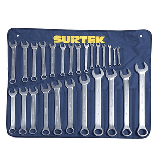 Juego de llaves combinadas satinadas métricas, 12 puntas, 26 piezas