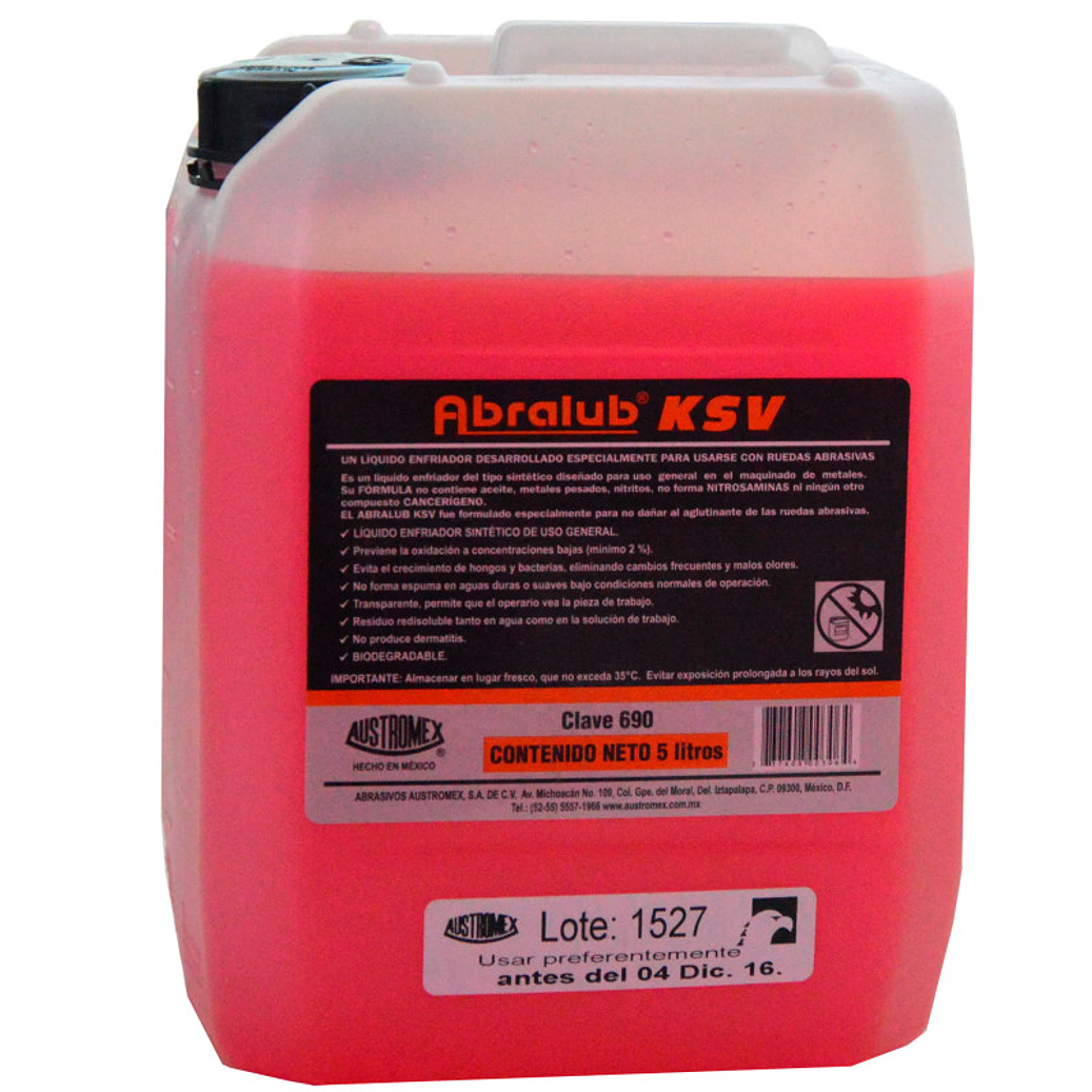 LÍQUIDO ENFRIADOR ABRALUB KSV (5 LITROS) PARA DISMINUIR EL CALOR QUE SE GENERA DURANTE EL PROCESO DE ESMERILADO 1