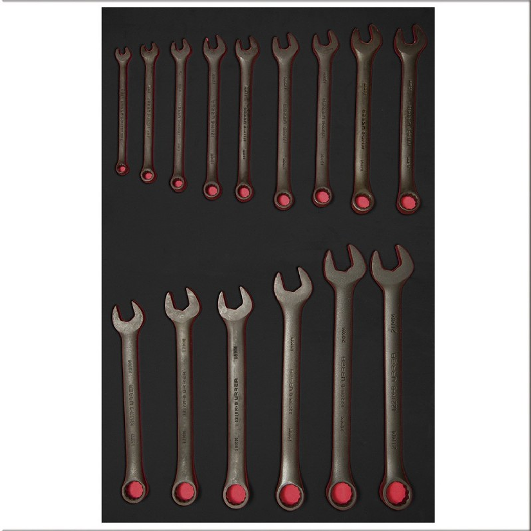 Juego de llaves combinadas fosfatizadas métricas, 15 piezas 1