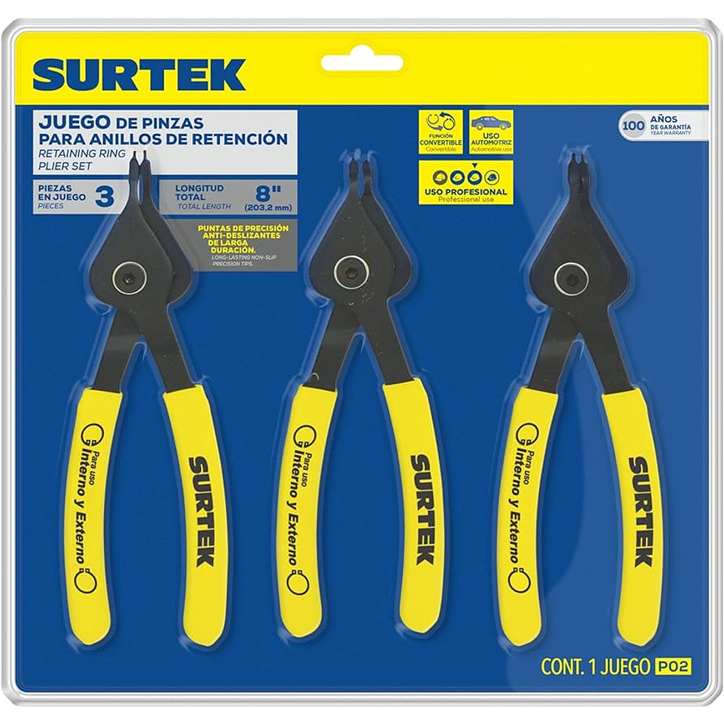 Juego de pinzas para anillos de retención convertibles, 3 piezas 1