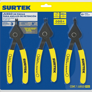 Juego de pinzas para anillos de retención convertibles, 3 piezas