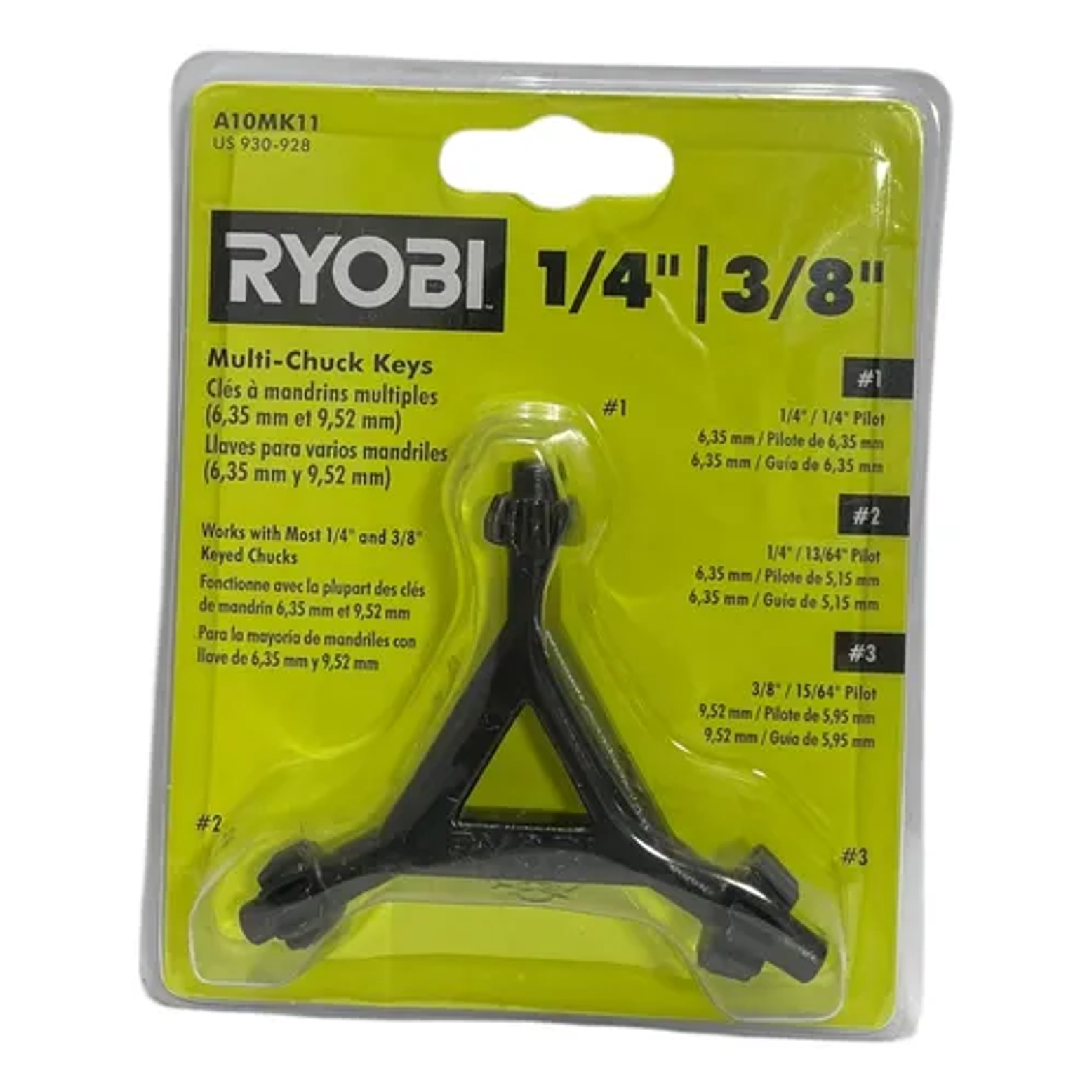 LLAVES PARA VARIOS MANDRILES DE 1/4 Y 3/8 RYOBI 1