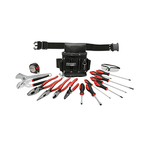 Juego combinado de herramientas para electricista en portaherramientas, 17 piezas