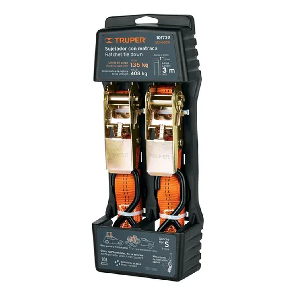ESLINGA CON RATCHET REATA CORREA MEDIA 400KG TRUPER 101739 1