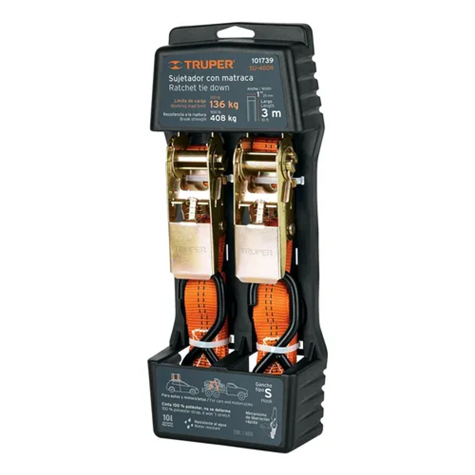 ESLINGA CON RATCHET REATA CORREA MEDIA 400KG TRUPER 101739 1